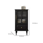 Armoire de rangement classique en bois noir côtelé et verre nervuré
