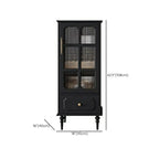 Armoire de rangement classique en bois noir côtelé et verre nervuré