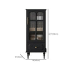 Armoire de rangement classique en bois noir côtelé et verre nervuré