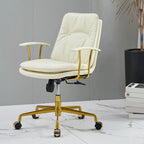 Fauteuil de bureau pivotant réglable en cuir blanc contemporain
