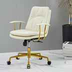 Fauteuil de bureau pivotant réglable en cuir blanc contemporain
