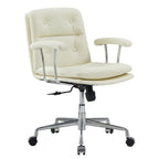 Fauteuil de bureau pivotant réglable en cuir blanc contemporain