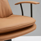 Fauteuil de bureau pivotant réglable en cuir blanc contemporain