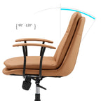 Fauteuil de bureau pivotant réglable en cuir blanc contemporain