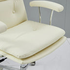 Fauteuil de bureau pivotant réglable en cuir blanc contemporain