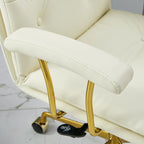Fauteuil de bureau pivotant réglable en cuir blanc contemporain