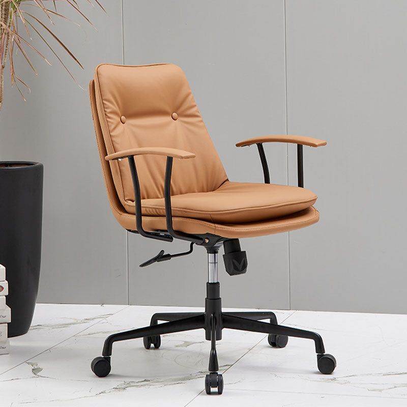 Fauteuil de bureau pivotant réglable en cuir blanc contemporain