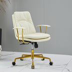 Fauteuil de bureau pivotant réglable en cuir blanc contemporain