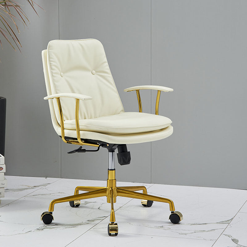 Fauteuil de bureau pivotant réglable en cuir blanc contemporain