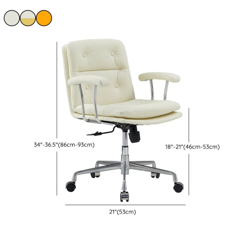 Fauteuil de bureau pivotant réglable en cuir blanc contemporain