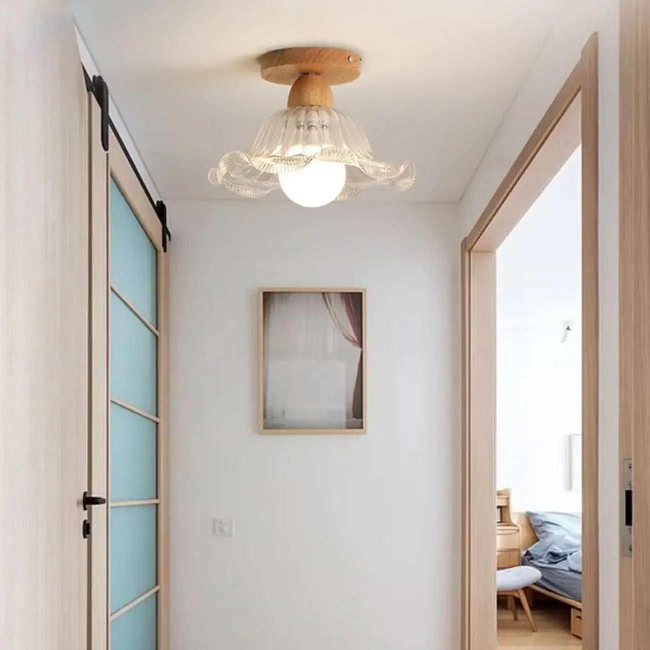 Mini plafonnier semi-encastré moderne en verre pour la décoration de couloir