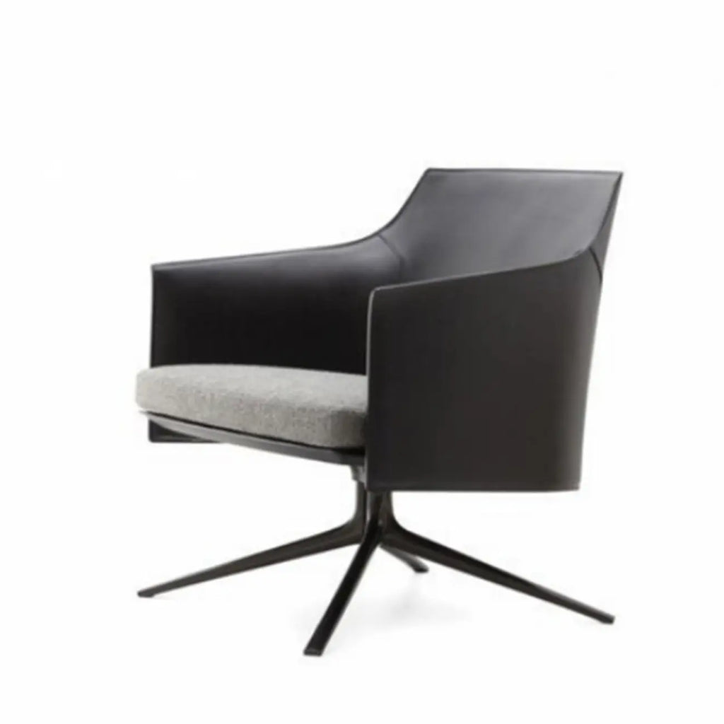 Fauteuil moderne en cuir à accoudoirs évasés - Marron clair