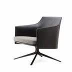Fauteuil moderne en cuir à accoudoirs évasés - Marron clair