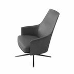 Fauteuil moderne en cuir à accoudoirs évasés - Marron clair