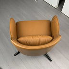 Fauteuil moderne en cuir à accoudoirs évasés - Marron clair
