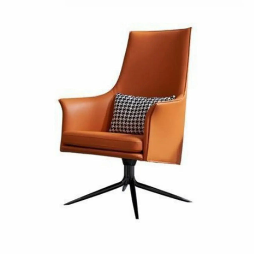Fauteuil moderne en cuir à accoudoirs évasés - Marron clair