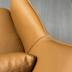 Fauteuil moderne en cuir à accoudoirs évasés - Marron clair