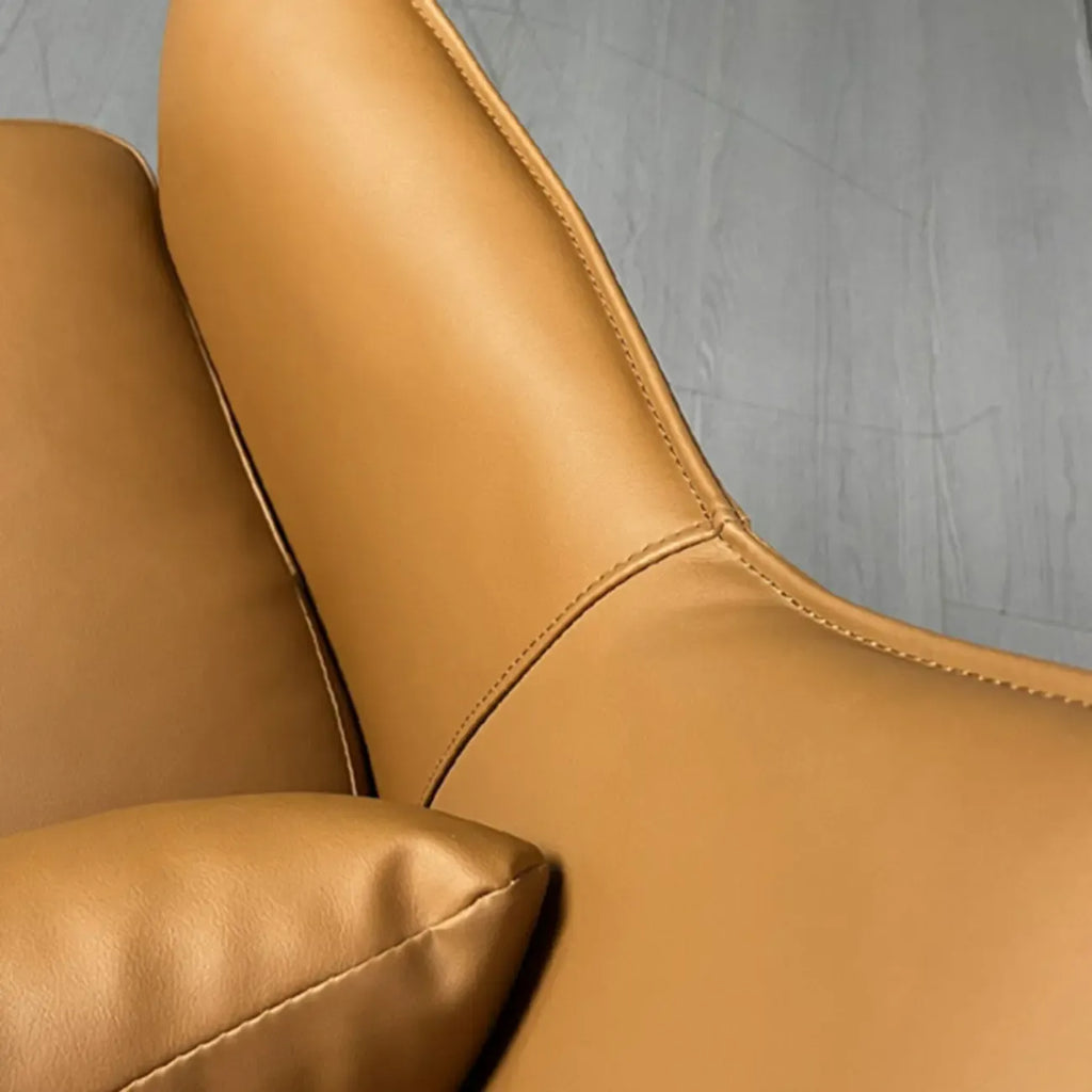 Fauteuil moderne en cuir à accoudoirs évasés - Marron clair