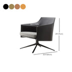 Fauteuil moderne en cuir à accoudoirs évasés - Marron clair