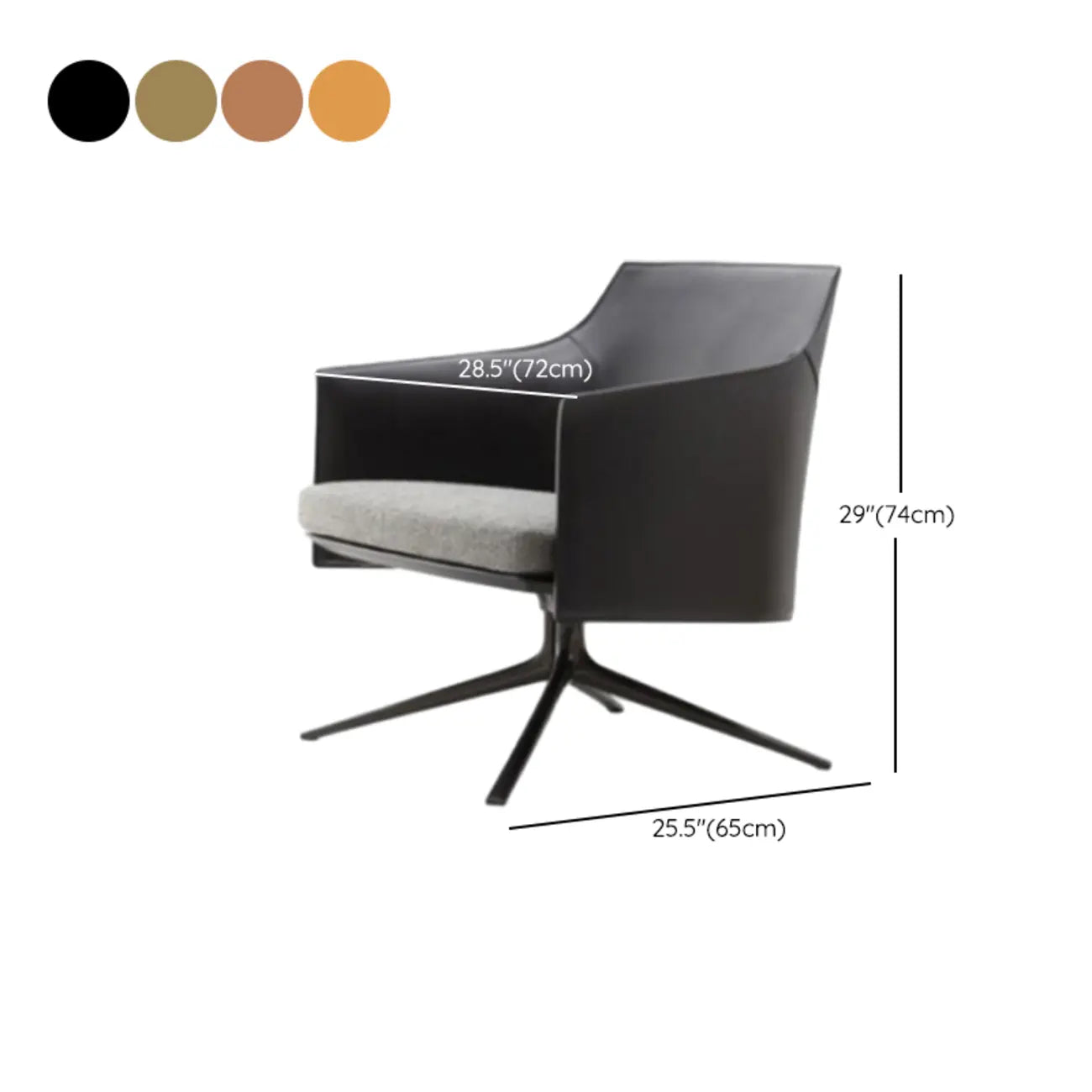 Fauteuil moderne en cuir à accoudoirs évasés - Marron clair