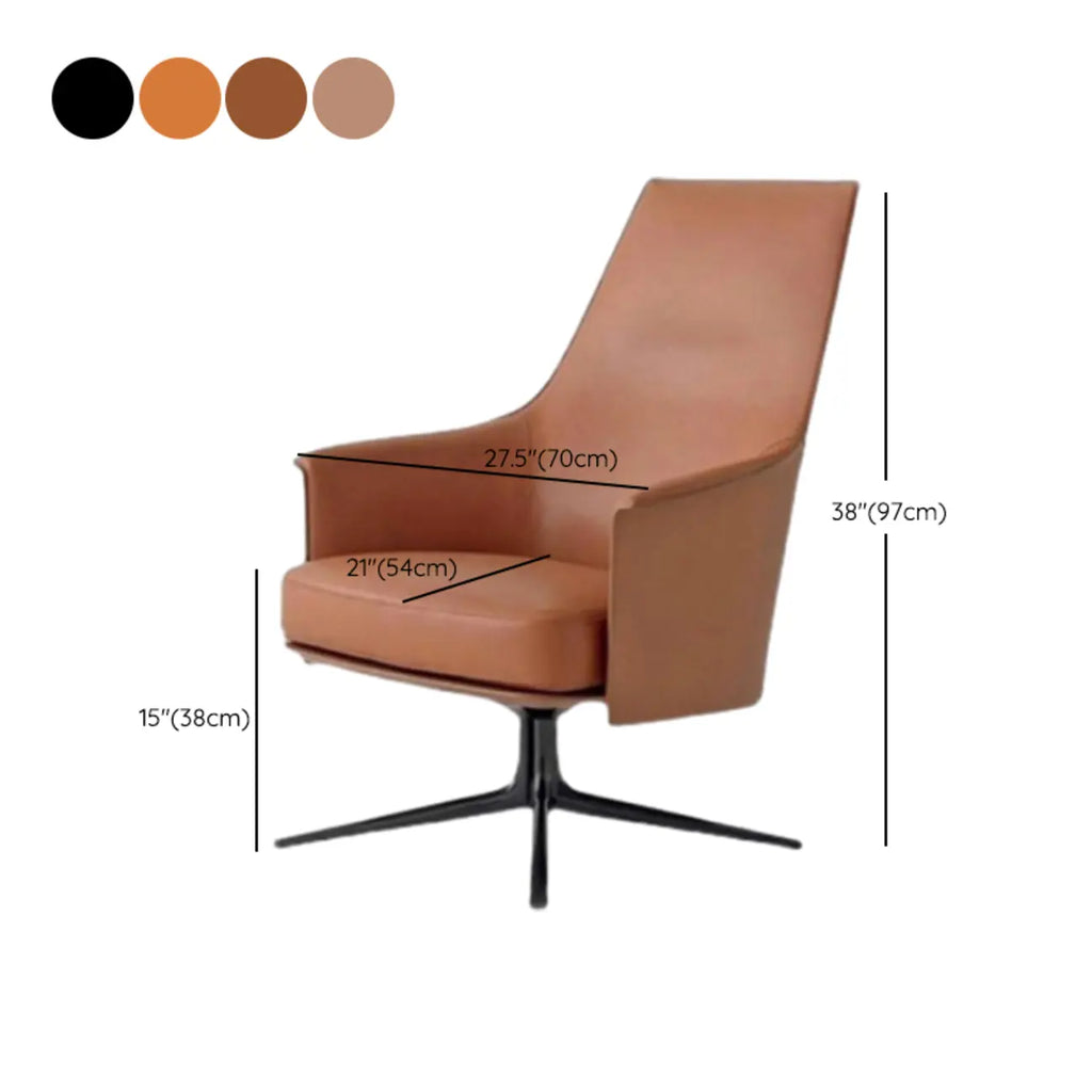 Fauteuil moderne en cuir à accoudoirs évasés - Marron clair