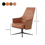 Fauteuil moderne en cuir à accoudoirs évasés - Marron clair