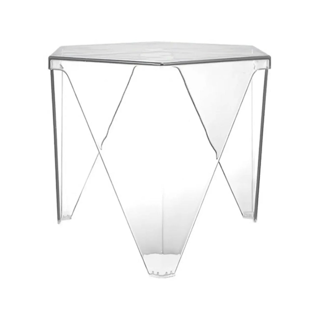 Table d'appoint hexagonale contemporaine en acrylique pour salon