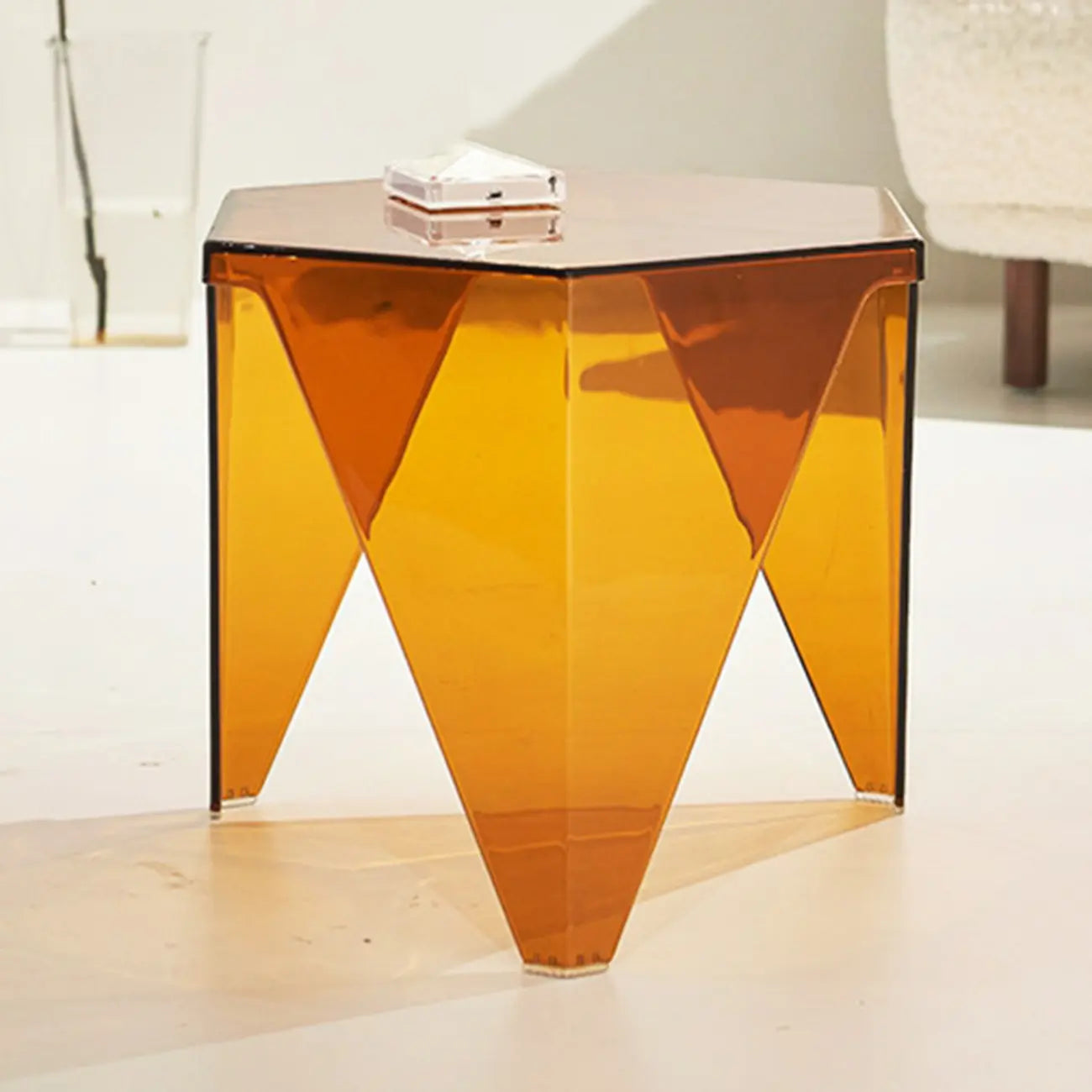 Table d'appoint hexagonale contemporaine en acrylique pour salon
