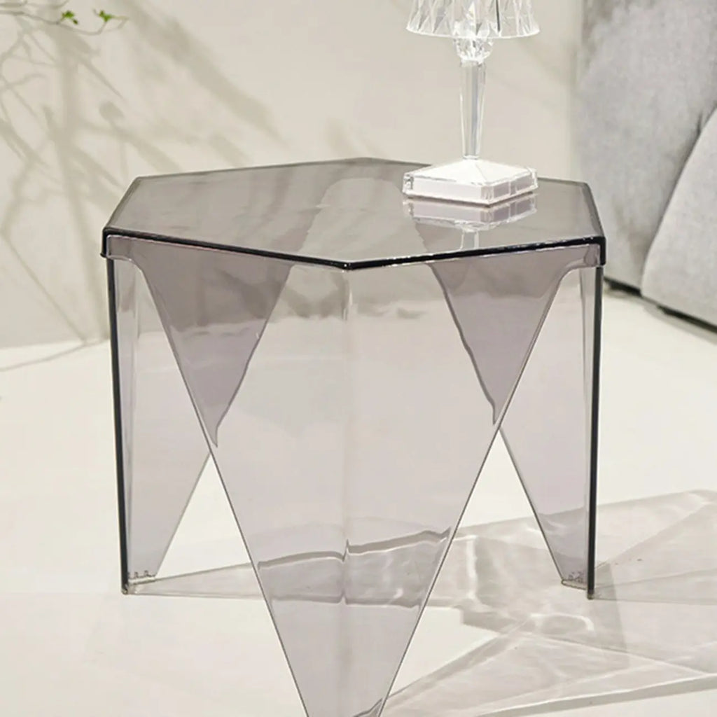 Table d'appoint hexagonale contemporaine en acrylique pour salon