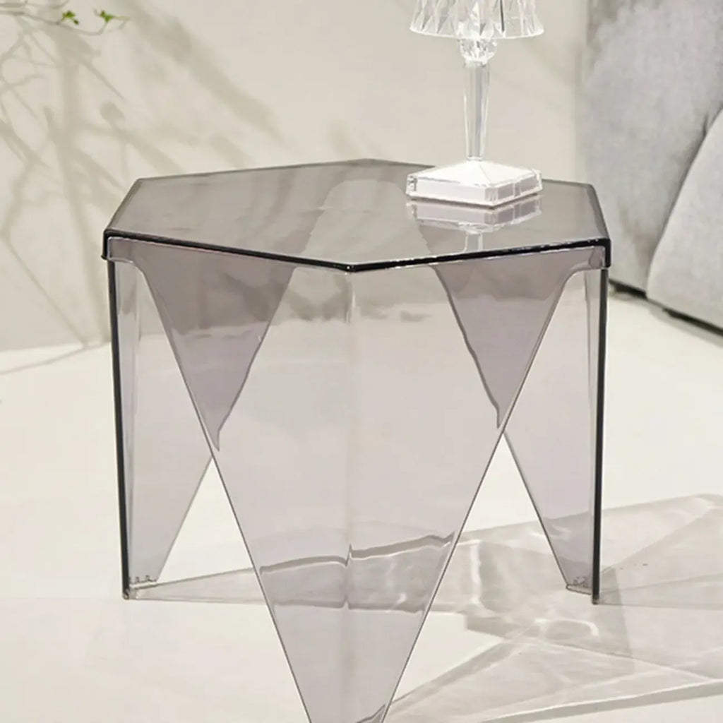 Table d'appoint hexagonale contemporaine en acrylique pour salon
