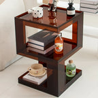 Table d'appoint carrée glamour en acrylique avec rangement ouvert pour salon