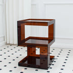 Table d'appoint carrée glamour en acrylique avec rangement ouvert pour salon