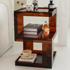 Table d'appoint carrée glamour en acrylique avec rangement ouvert pour salon