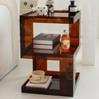 Table d'appoint carrée glamour en acrylique avec rangement ouvert pour salon