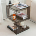 Table d'appoint carrée glamour en acrylique avec rangement ouvert pour salon