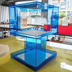 Table d'appoint carrée glamour en acrylique avec rangement ouvert pour salon
