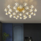 Plafonnier semi-encastré moderne à motif floral en cristal doré