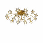 Plafonnier semi-encastré moderne à motif floral en cristal doré