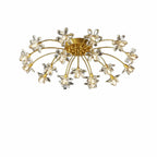 Plafonnier semi-encastré moderne à motif floral en cristal doré