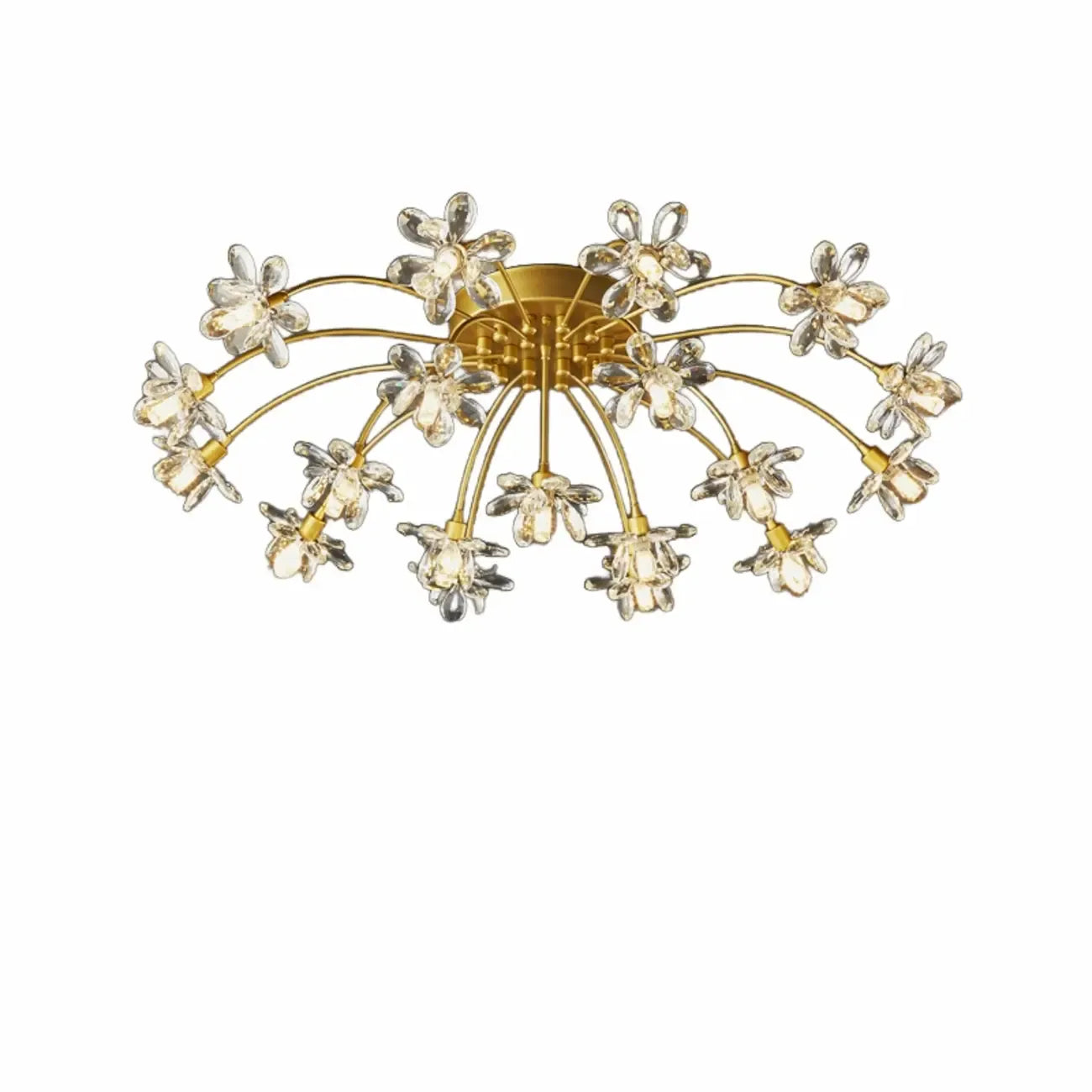 Plafonnier semi-encastré moderne à motif floral en cristal doré