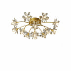Plafonnier semi-encastré moderne à motif floral en cristal doré