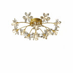 Plafonnier semi-encastré moderne à motif floral en cristal doré