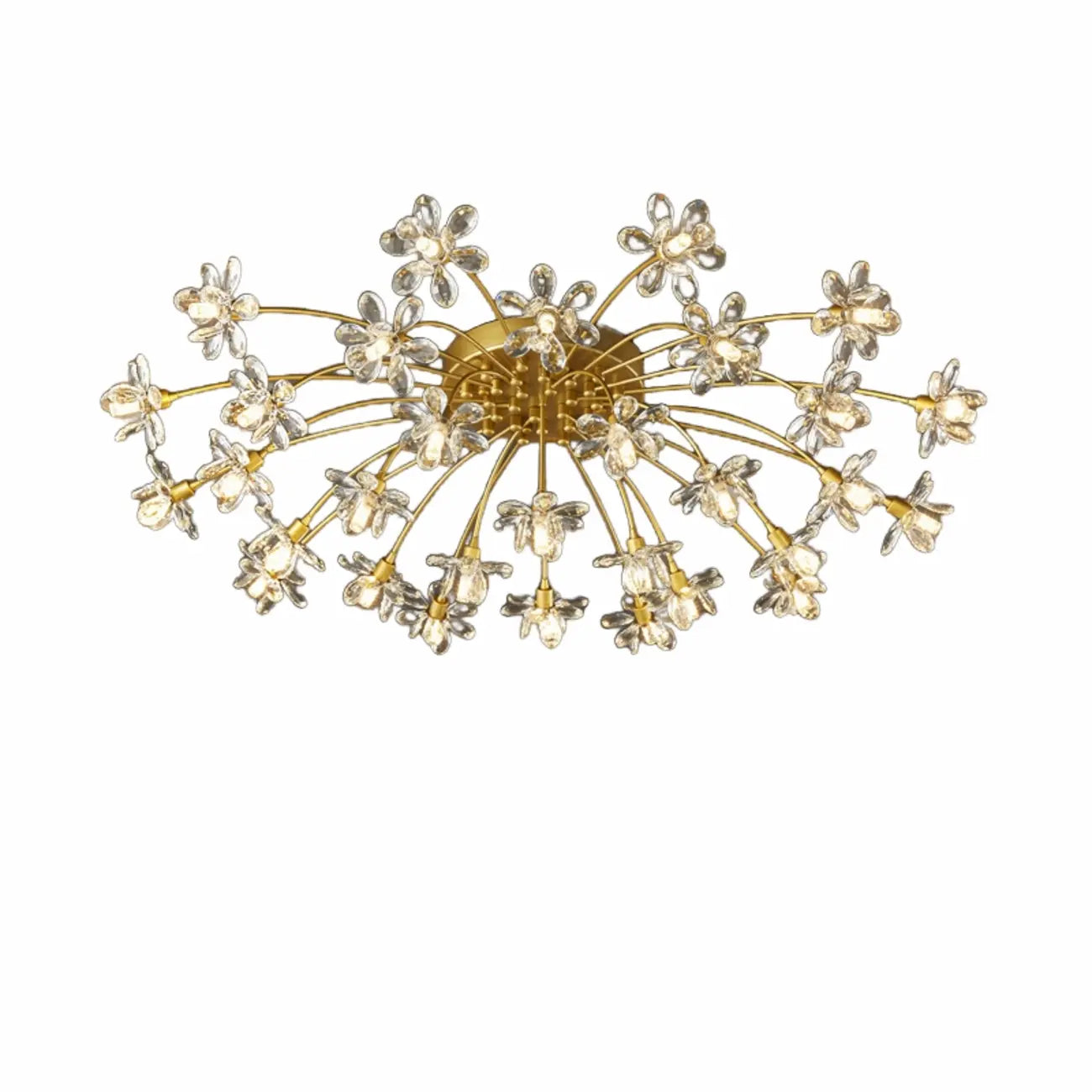 Plafonnier semi-encastré moderne à motif floral en cristal doré