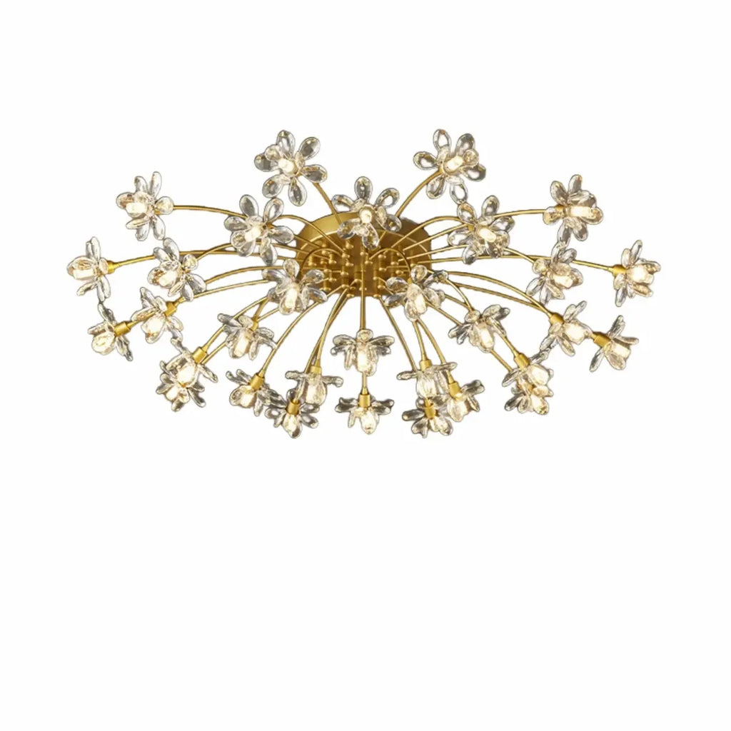 Plafonnier semi-encastré moderne à motif floral en cristal doré