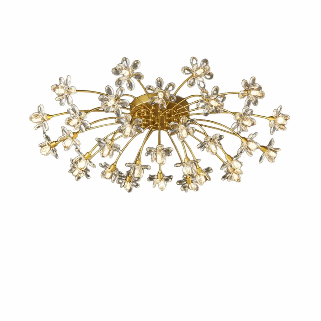 Plafonnier semi-encastré moderne à motif floral en cristal doré