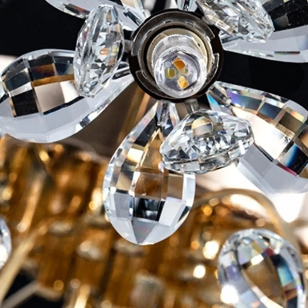 Plafonnier semi-encastré moderne à motif floral en cristal doré