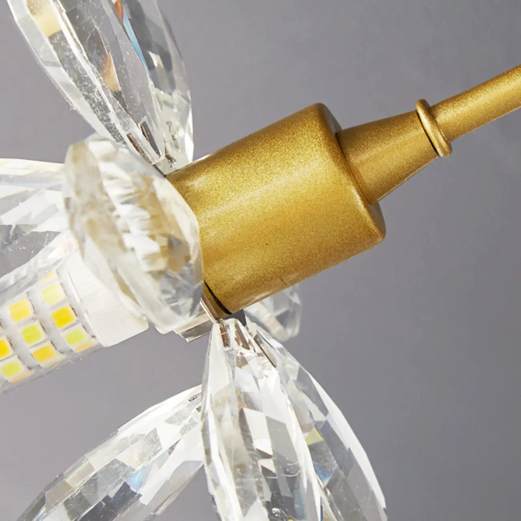 Plafonnier semi-encastré moderne à motif floral en cristal doré