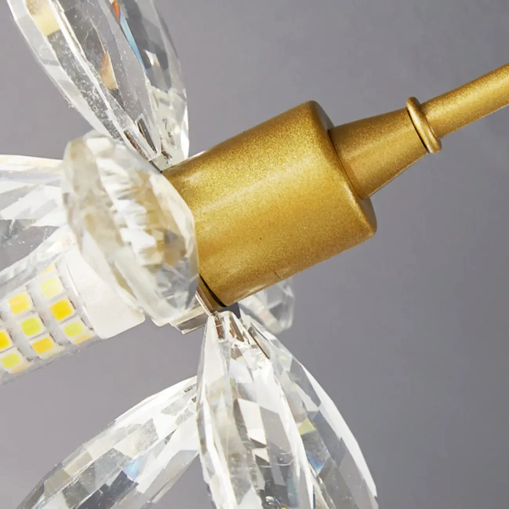 Plafonnier semi-encastré moderne à motif floral en cristal doré