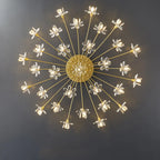 Plafonnier semi-encastré moderne à motif floral en cristal doré