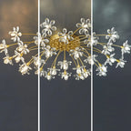 Plafonnier semi-encastré moderne à motif floral en cristal doré